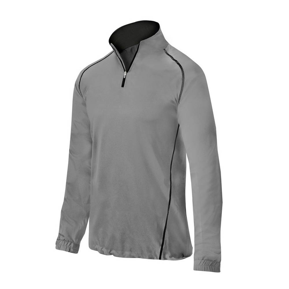 Mens Mizuno Comp 1/4 Zip Batting Jacket Grey Philippines (DFIVZP861)